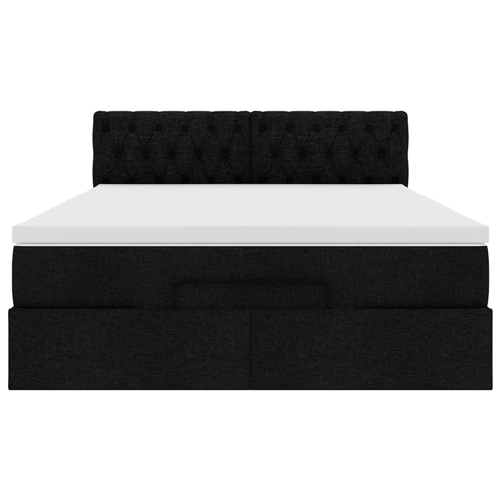 Bed poef met matras en LED's 140x200 cm stof zwart is nu te koop bij PeponiXL, paradijselijk wonen!