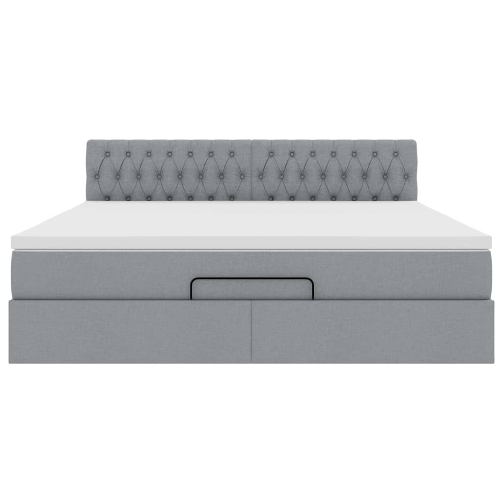 Ottoman bed met matras en LED's 160x200 cm stof lichtgrijs is nu te koop bij PeponiXL, paradijselijk wonen!