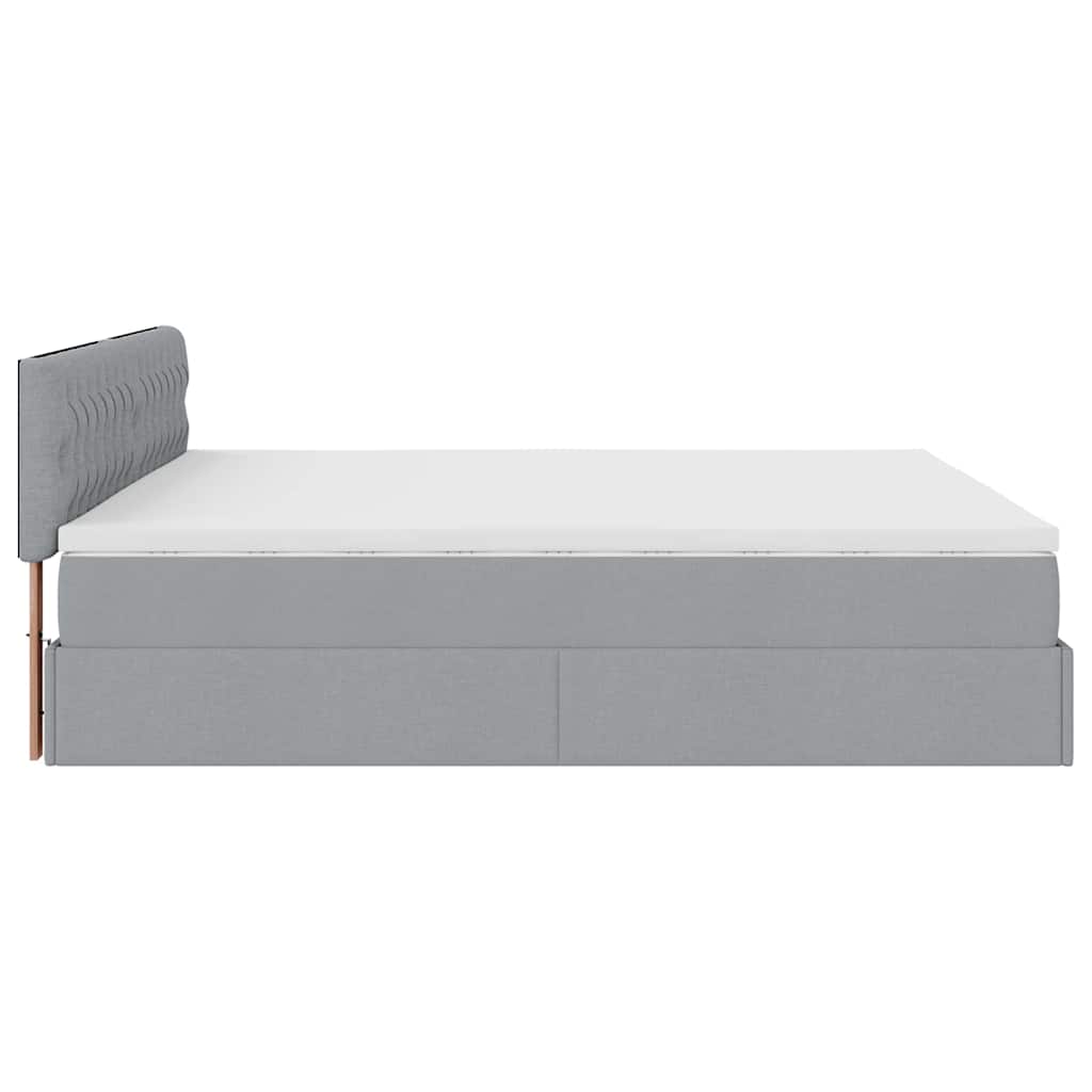 Ottoman bed met matras en LED's 160x200 cm stof lichtgrijs is nu te koop bij PeponiXL, paradijselijk wonen!