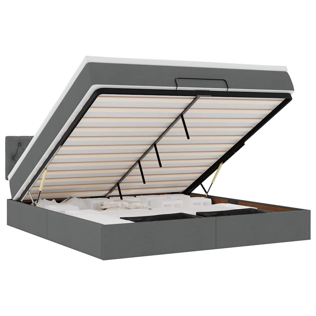 Ottoman bed met matras en LED's 160x200cm stof donkergrijs is nu te koop bij PeponiXL, paradijselijk wonen!