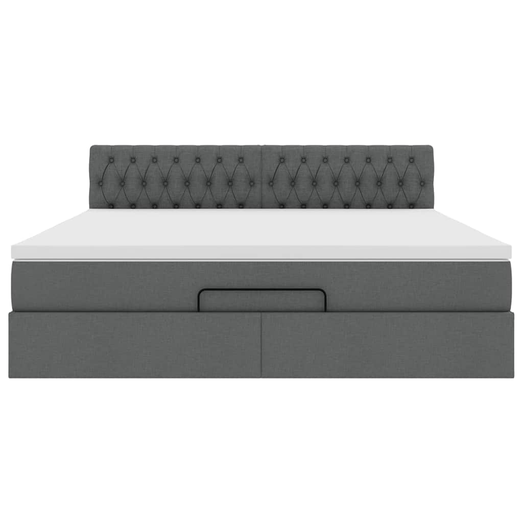 Ottoman bed met matras en LED's 160x200cm stof donkergrijs is nu te koop bij PeponiXL, paradijselijk wonen!