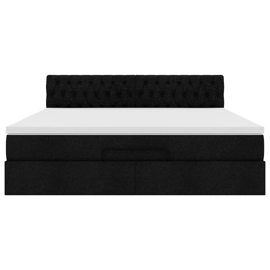 Ottoman bed met matras en LED's 160x200cm stof zwart is nu te koop bij PeponiXL, paradijselijk wonen!