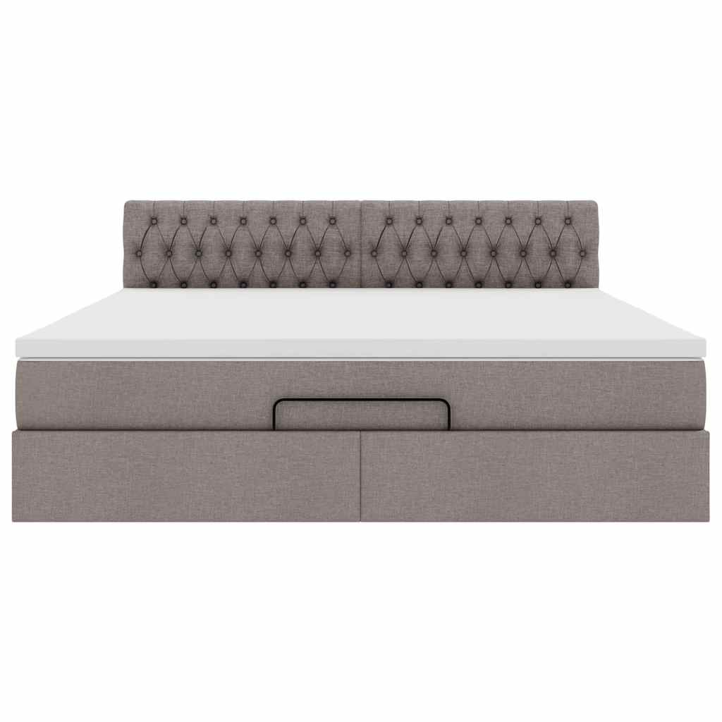 Ottoman bed met matras en LED's 160x200cm stof taupe is nu te koop bij PeponiXL, paradijselijk wonen!
