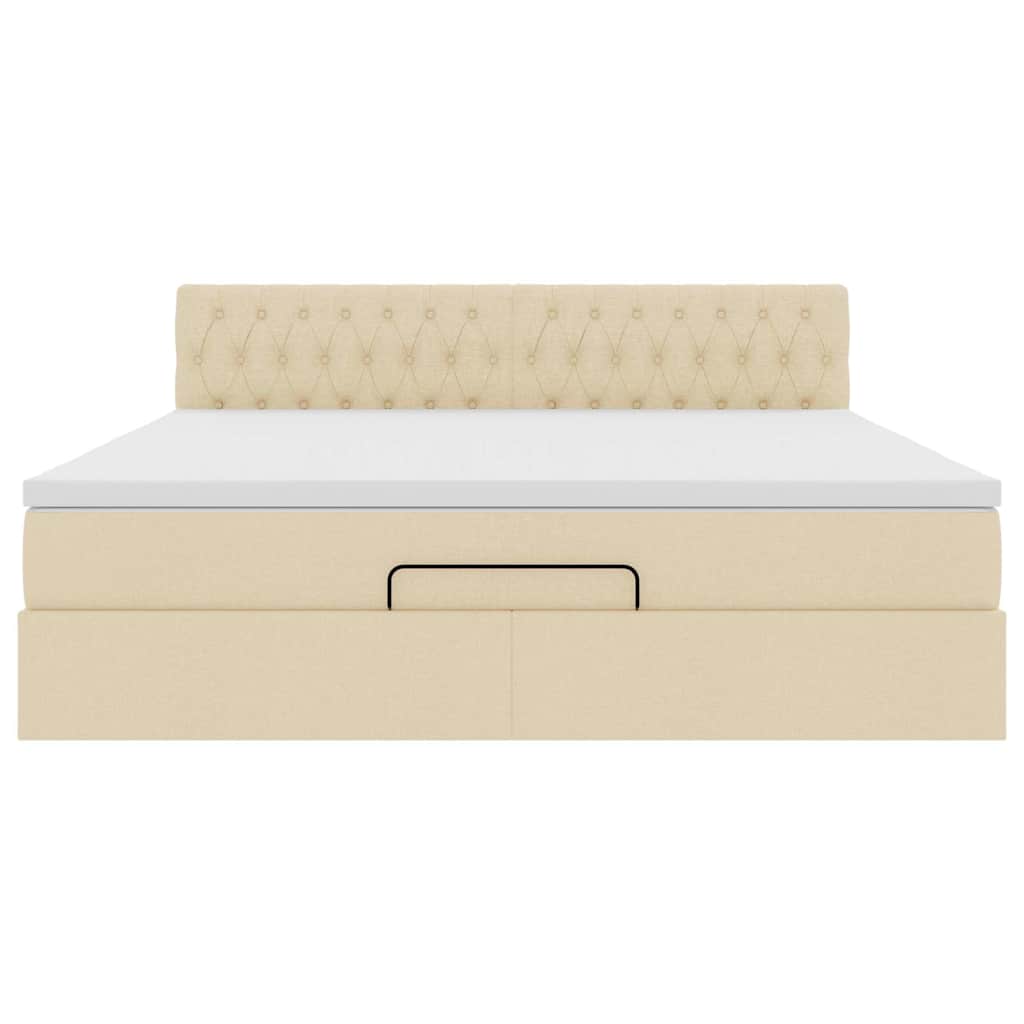 Bed poef met matras en LED's 180x200 cm stof crèmekleurig is nu te koop bij PeponiXL, paradijselijk wonen!