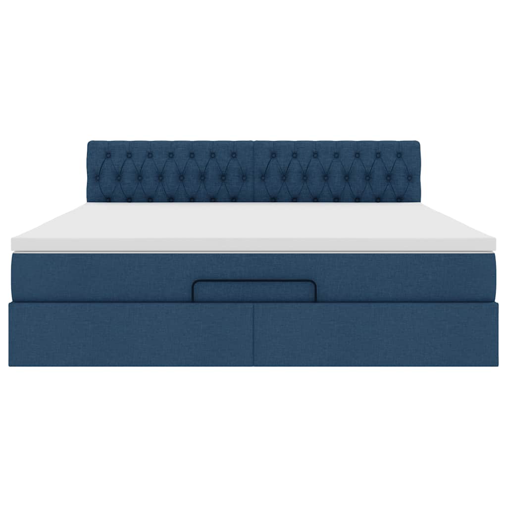 Bed poef met matras en LED's 180x200 cm stof blauw is nu te koop bij PeponiXL, paradijselijk wonen!