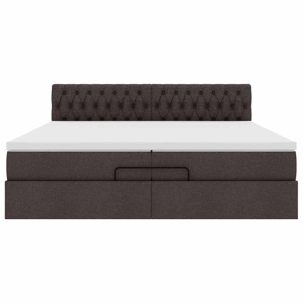 Ottoman bed met matrassen en LED's 200x200cm stof donkerbruin