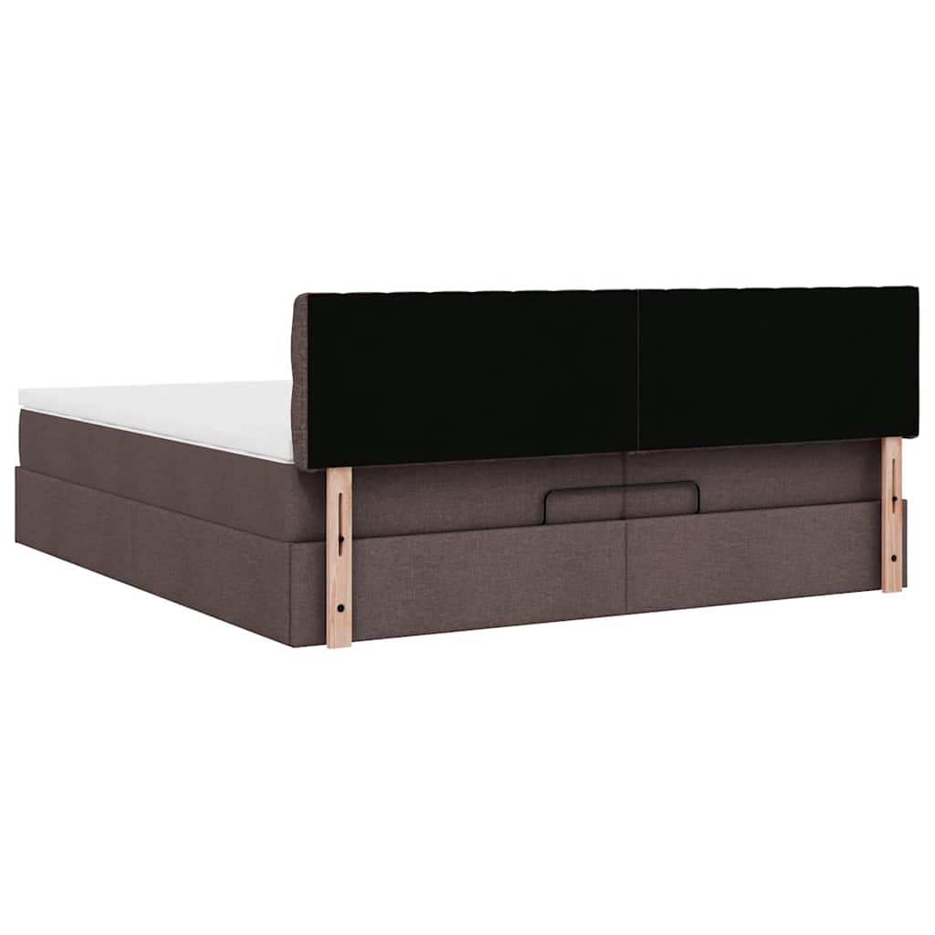 Ottoman bed met matrassen en LED's 200x200cm stof donkerbruin
