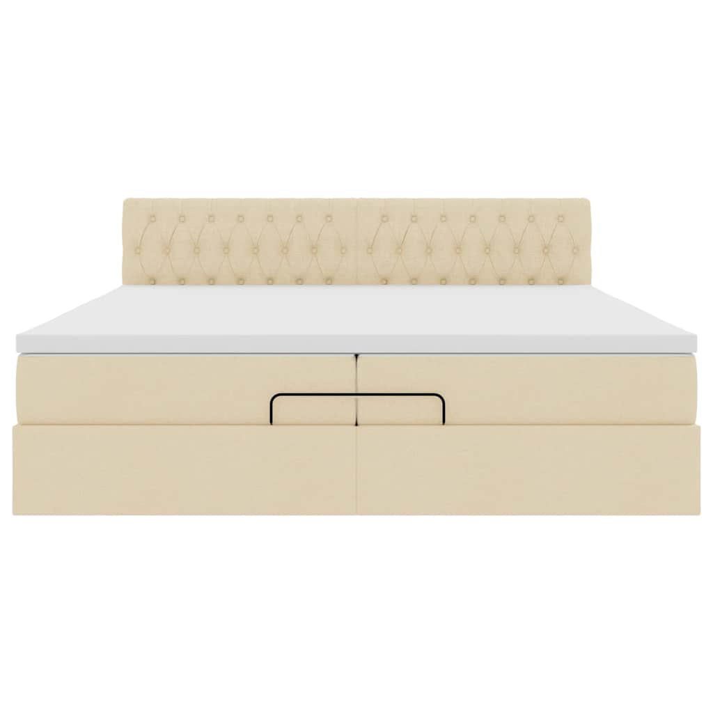 Ottoman bed met matrassen en LED's 200x200cm stof crèmekleurig is nu te koop bij PeponiXL, paradijselijk wonen!