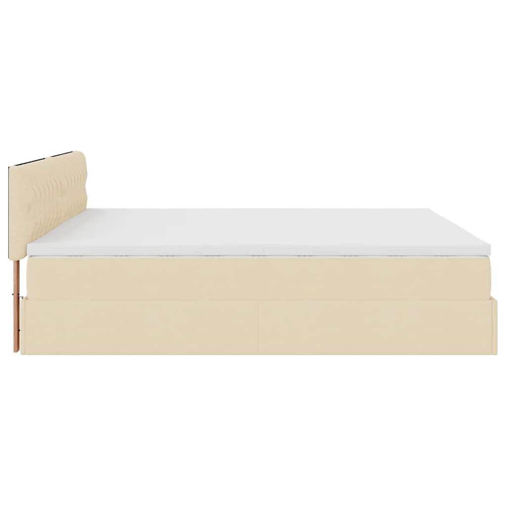 Ottoman bed met matrassen en LED's 200x200cm stof crèmekleurig is nu te koop bij PeponiXL, paradijselijk wonen!