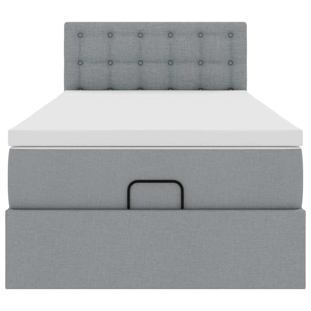 Ottoman bed met matras en LED's 90x190cm stof lichtgrijs is nu te koop bij PeponiXL, paradijselijk wonen!