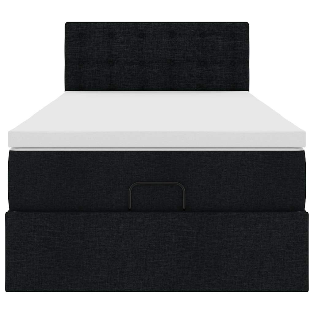 Ottoman bed met matras en LED's 90x190cm stof zwart is nu te koop bij PeponiXL, paradijselijk wonen!