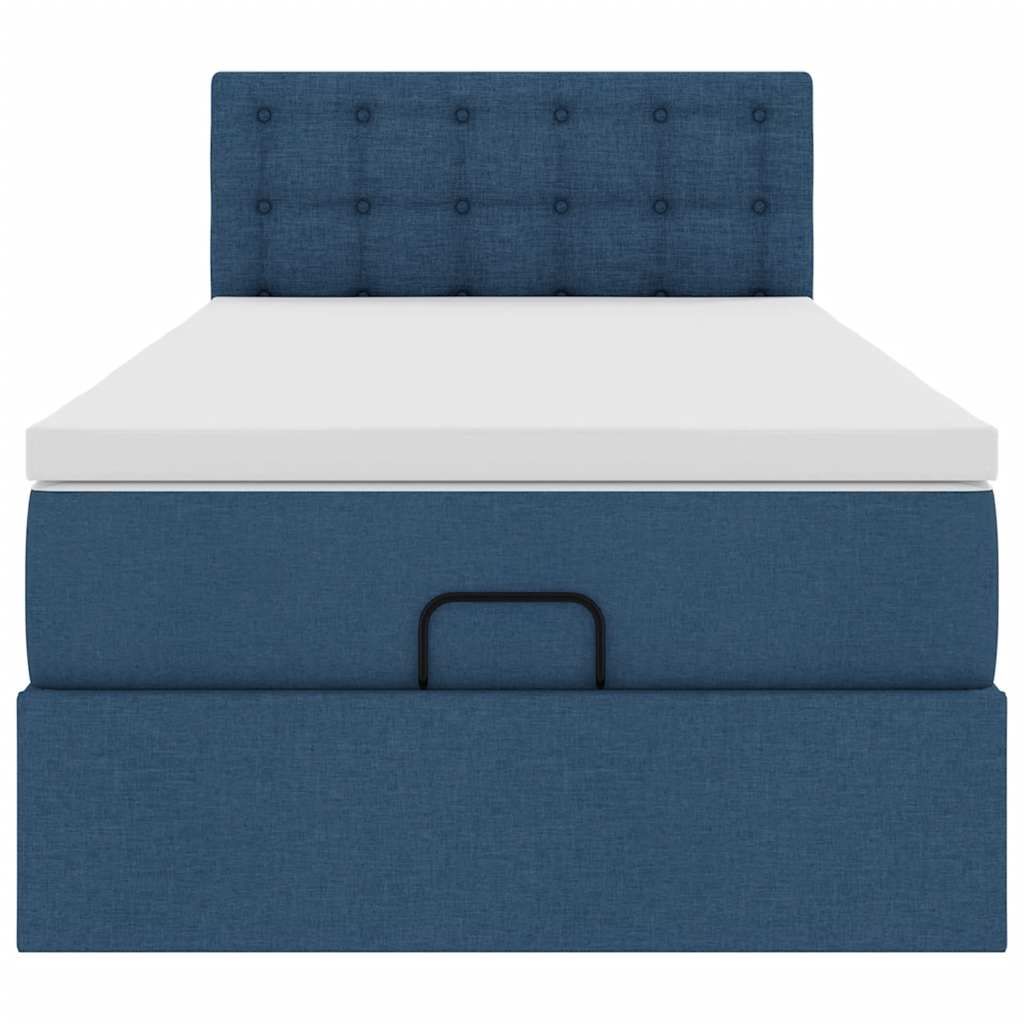 Ottoman bed met matras en LED's 90x190cm stof blauw is nu te koop bij PeponiXL, paradijselijk wonen!
