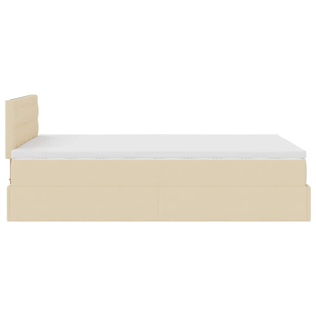 Bed poef met matras en LED's 120x190 cm stof crèmekleurig is nu te koop bij PeponiXL, paradijselijk wonen!