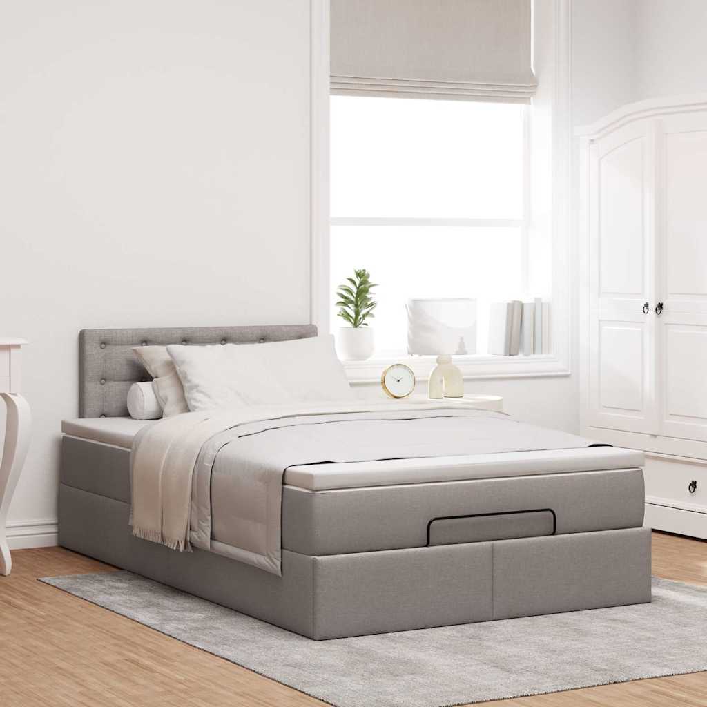 Ottoman bed met matras en LED's 120x200cm stof taupe is nu te koop bij PeponiXL, paradijselijk wonen!