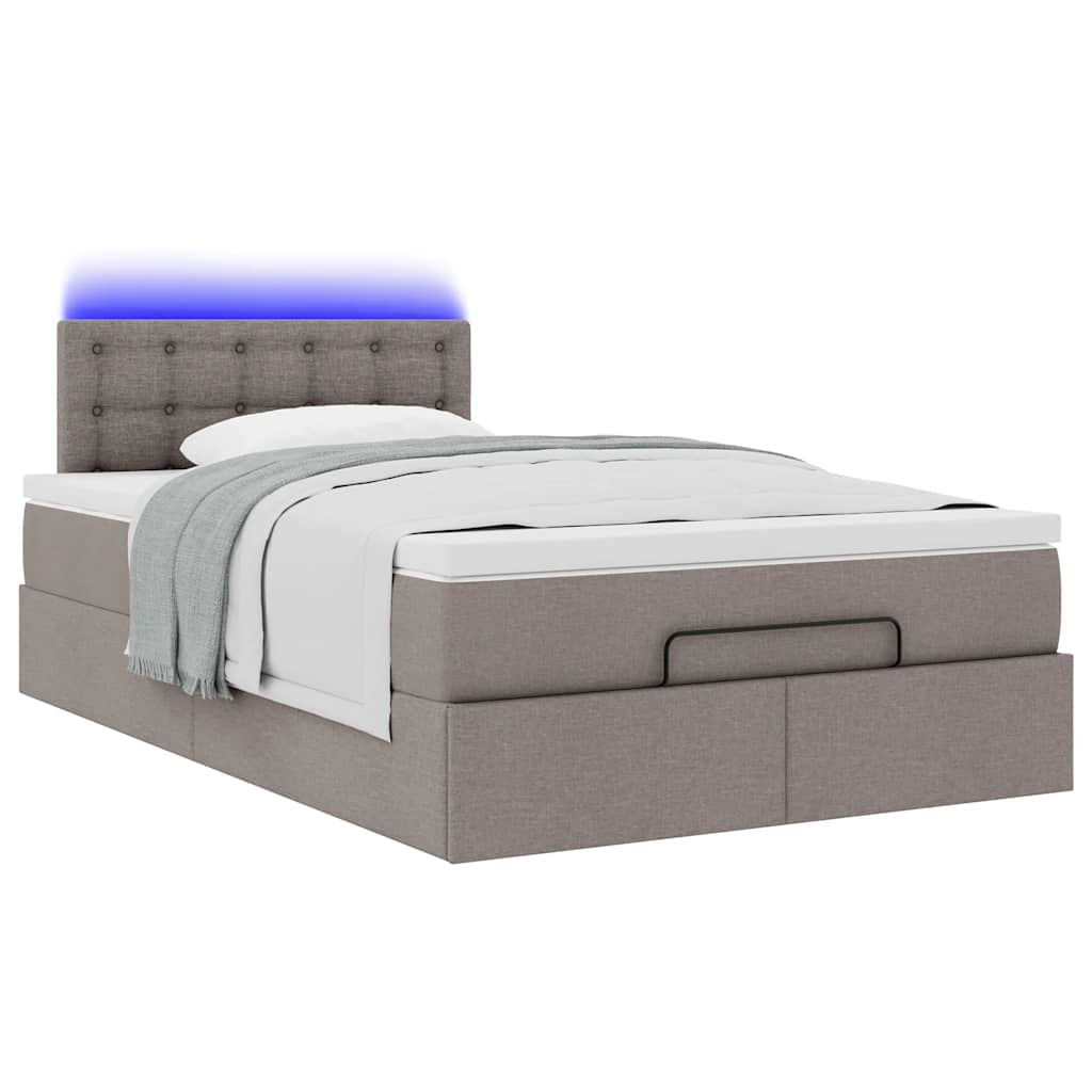 Ottoman bed met matras en LED's 120x200cm stof taupe is nu te koop bij PeponiXL, paradijselijk wonen!