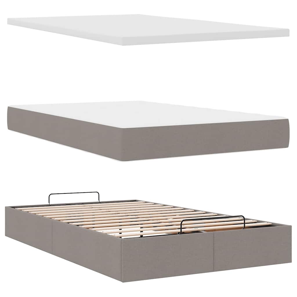 Ottoman bed met matras en LED's 120x200cm stof taupe is nu te koop bij PeponiXL, paradijselijk wonen!