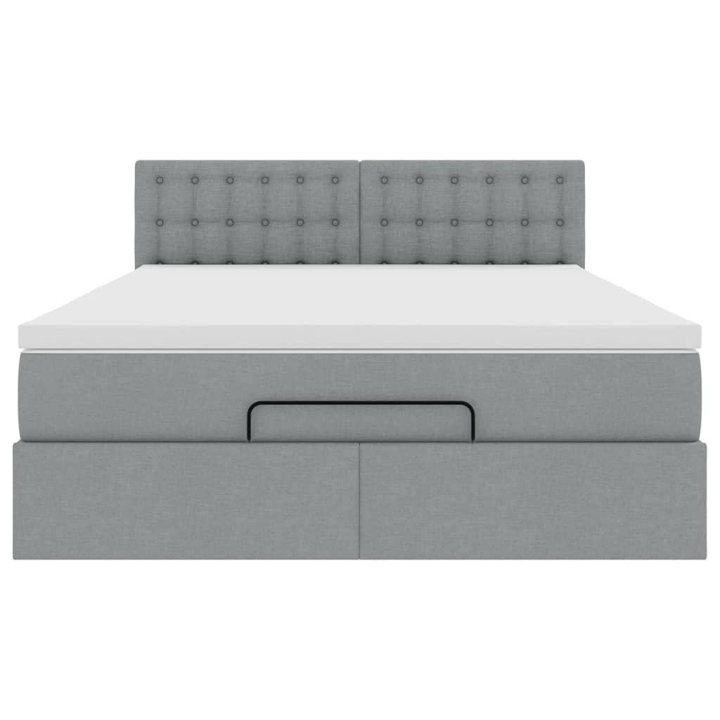 Bed poef met matras en LED's stof 140x190 cm lichtgrijs is nu te koop bij PeponiXL, paradijselijk wonen!