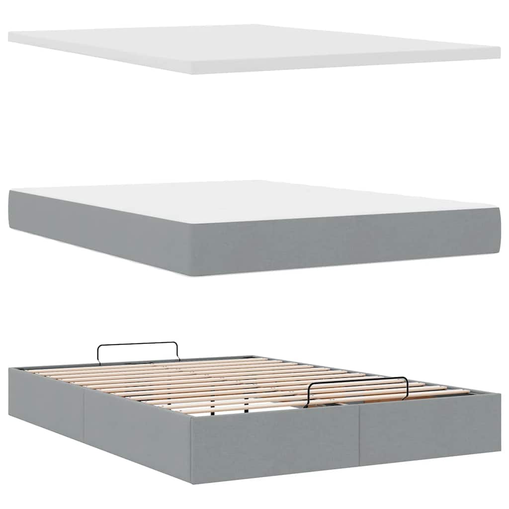 Bed poef met matras en LED's stof 140x190 cm lichtgrijs is nu te koop bij PeponiXL, paradijselijk wonen!