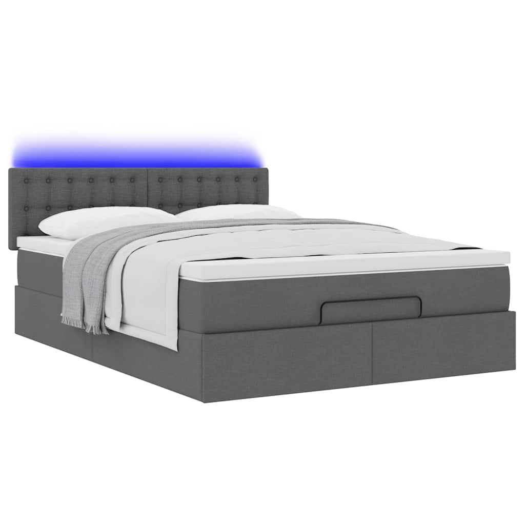 Bed poef met matras en LED's stof 140x190 cm donkergrijs is nu te koop bij PeponiXL, paradijselijk wonen!