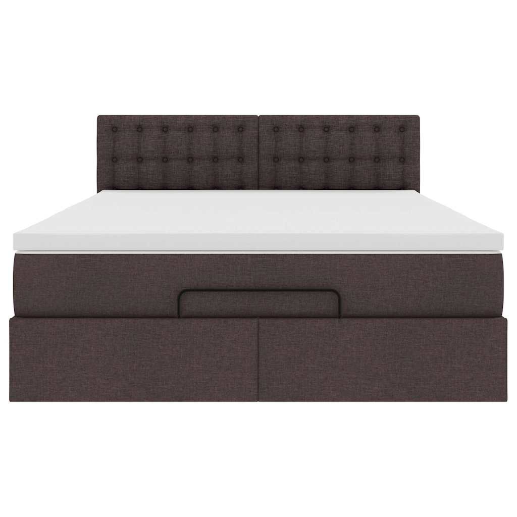 Bed poef met matras en LED's 140x190 cm stof donkerbruin is nu te koop bij PeponiXL, paradijselijk wonen!