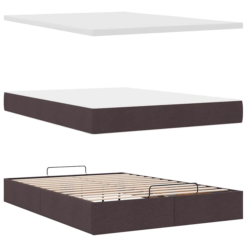Bed poef met matras en LED's 140x190 cm stof donkerbruin is nu te koop bij PeponiXL, paradijselijk wonen!