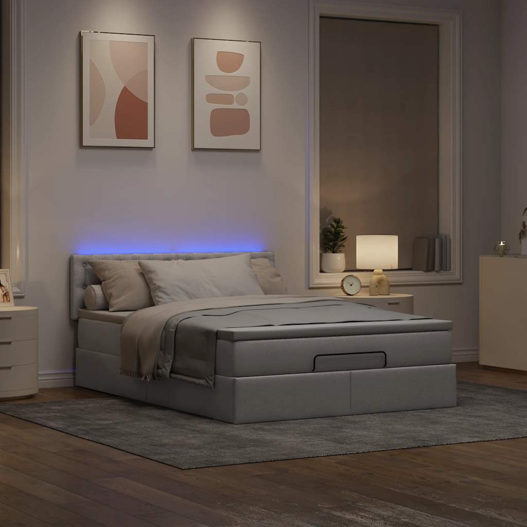 Bed poef met matras en LED's 140x190 cm stof taupe is nu te koop bij PeponiXL, paradijselijk wonen!