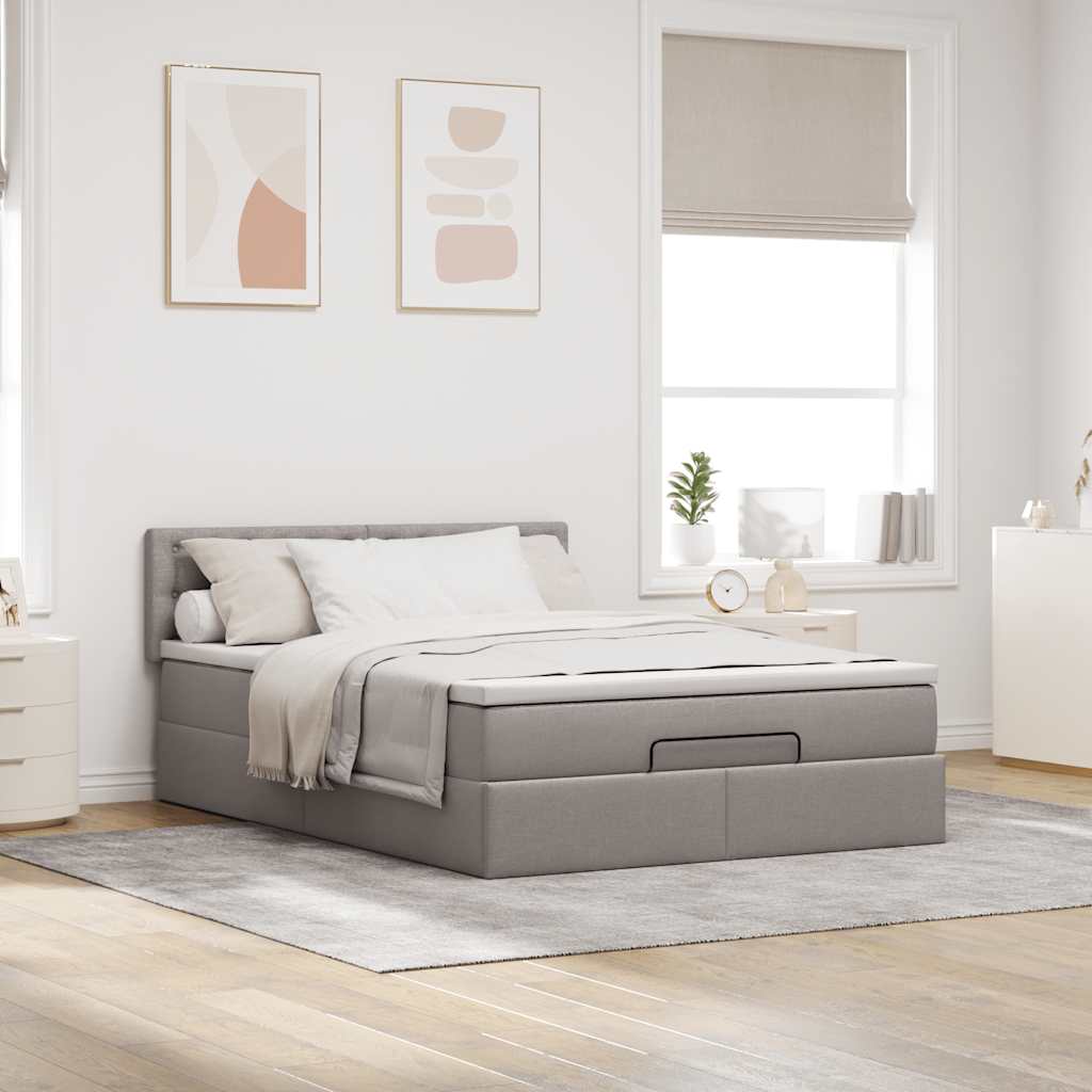 Bed poef met matras en LED's 140x190 cm stof taupe is nu te koop bij PeponiXL, paradijselijk wonen!