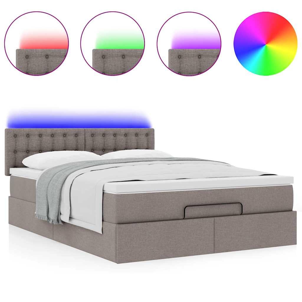 Bed poef met matras en LED's 140x190 cm stof taupe is nu te koop bij PeponiXL, paradijselijk wonen!