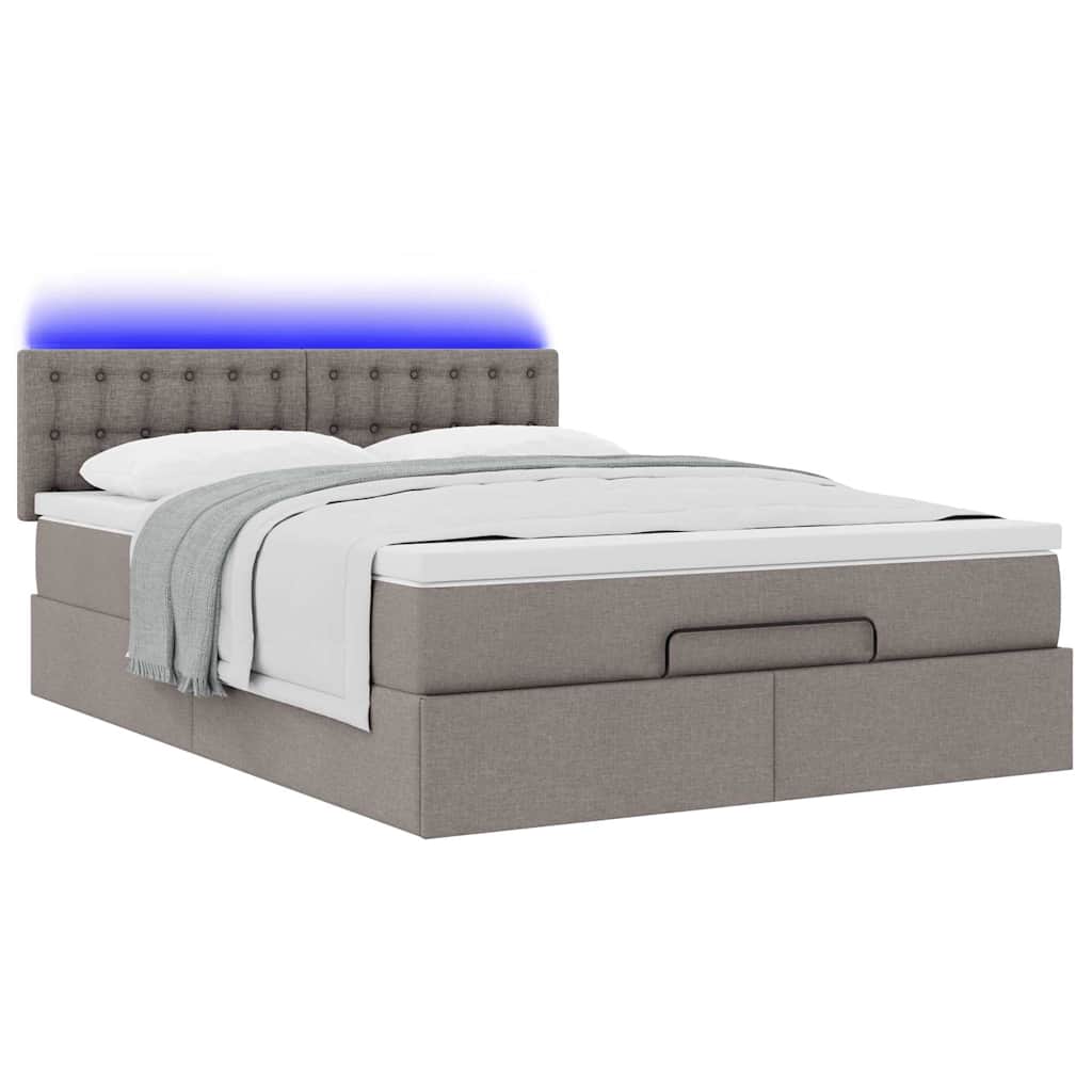 Bed poef met matras en LED's 140x190 cm stof taupe is nu te koop bij PeponiXL, paradijselijk wonen!