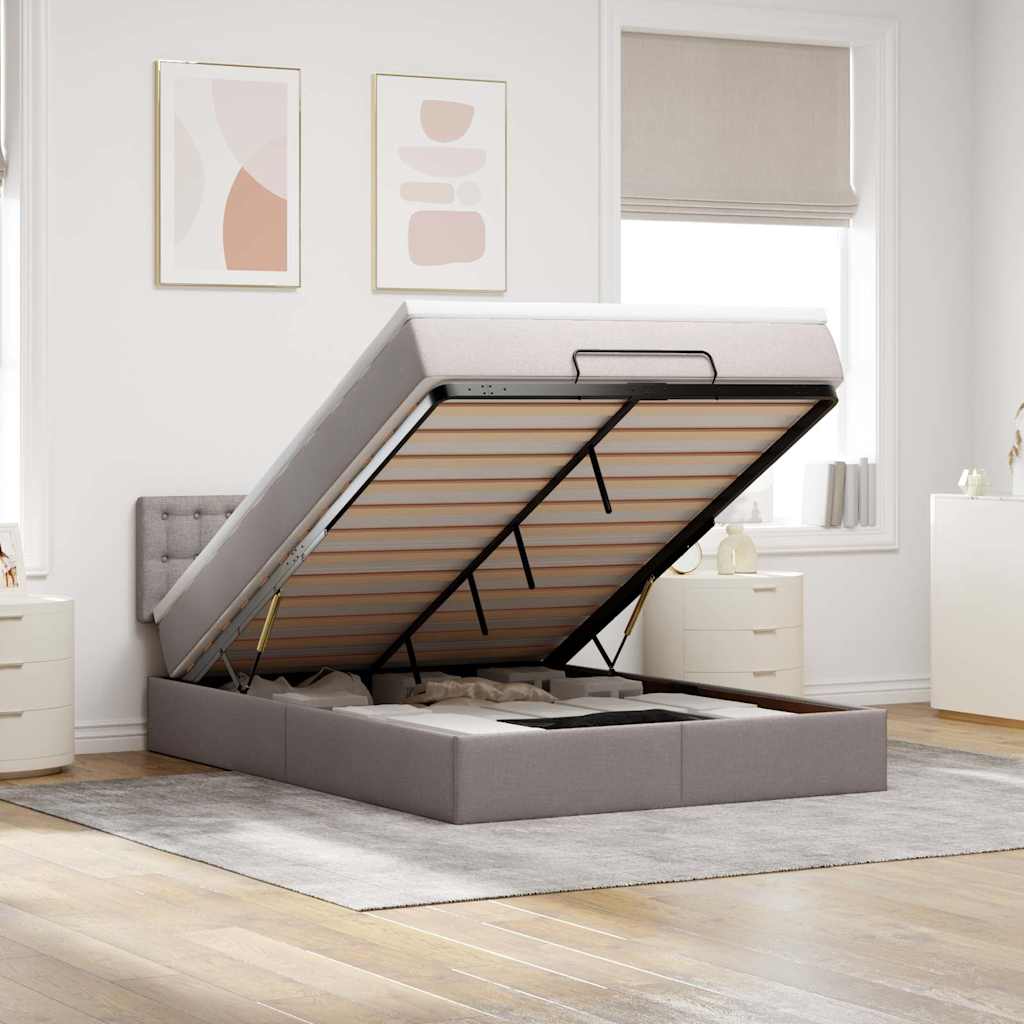 Bed poef met matras en LED's 140x190 cm stof taupe is nu te koop bij PeponiXL, paradijselijk wonen!