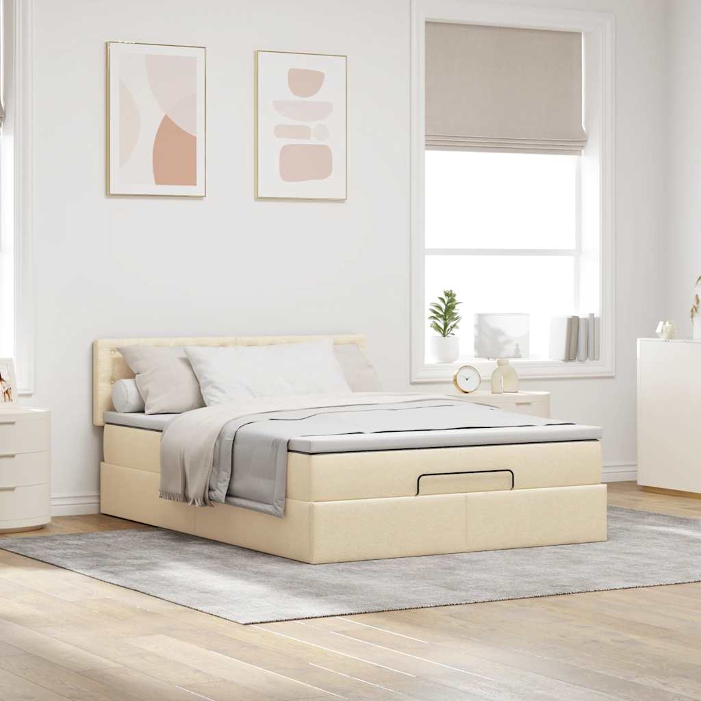 Bed poef met matras en LED's stof 140x190 cm crème is nu te koop bij PeponiXL, paradijselijk wonen!