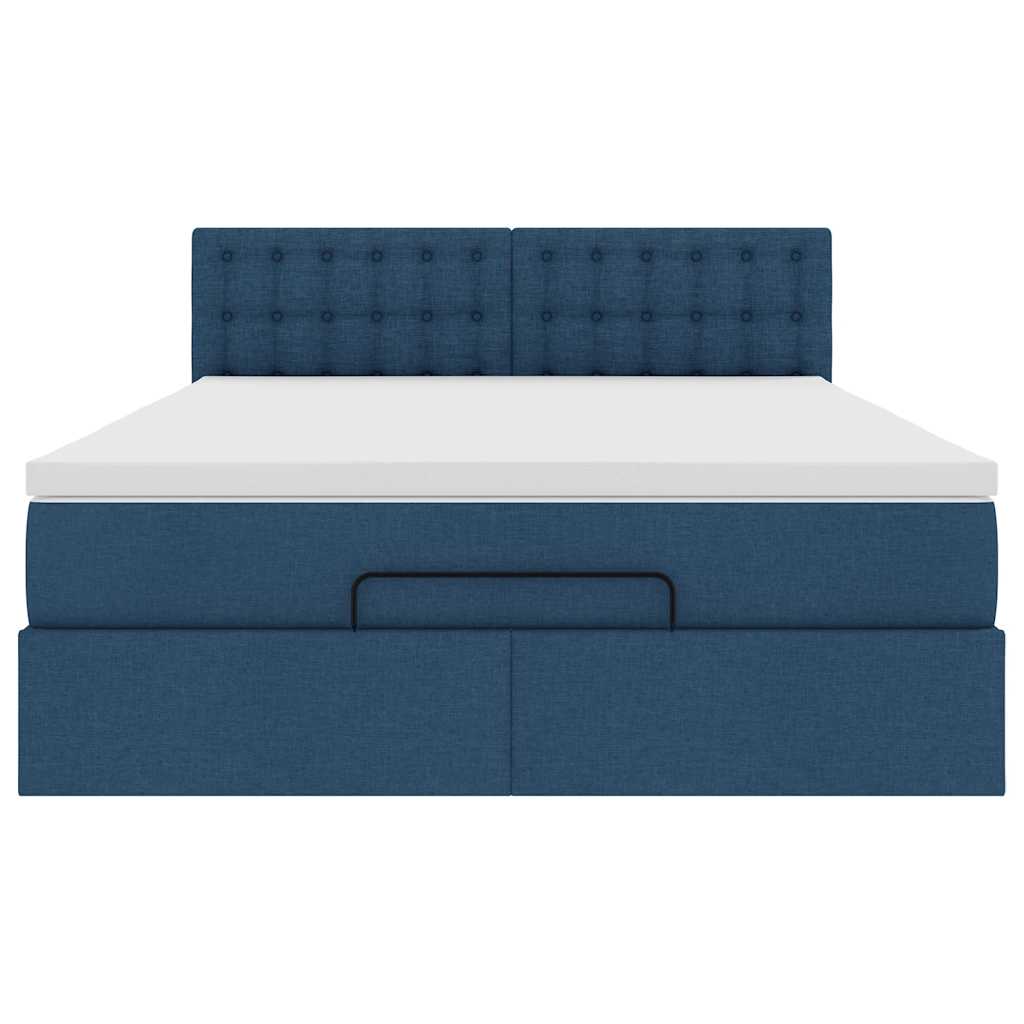 Bed poef met matras en LED's stof 140x190 cm blauw is nu te koop bij PeponiXL, paradijselijk wonen!