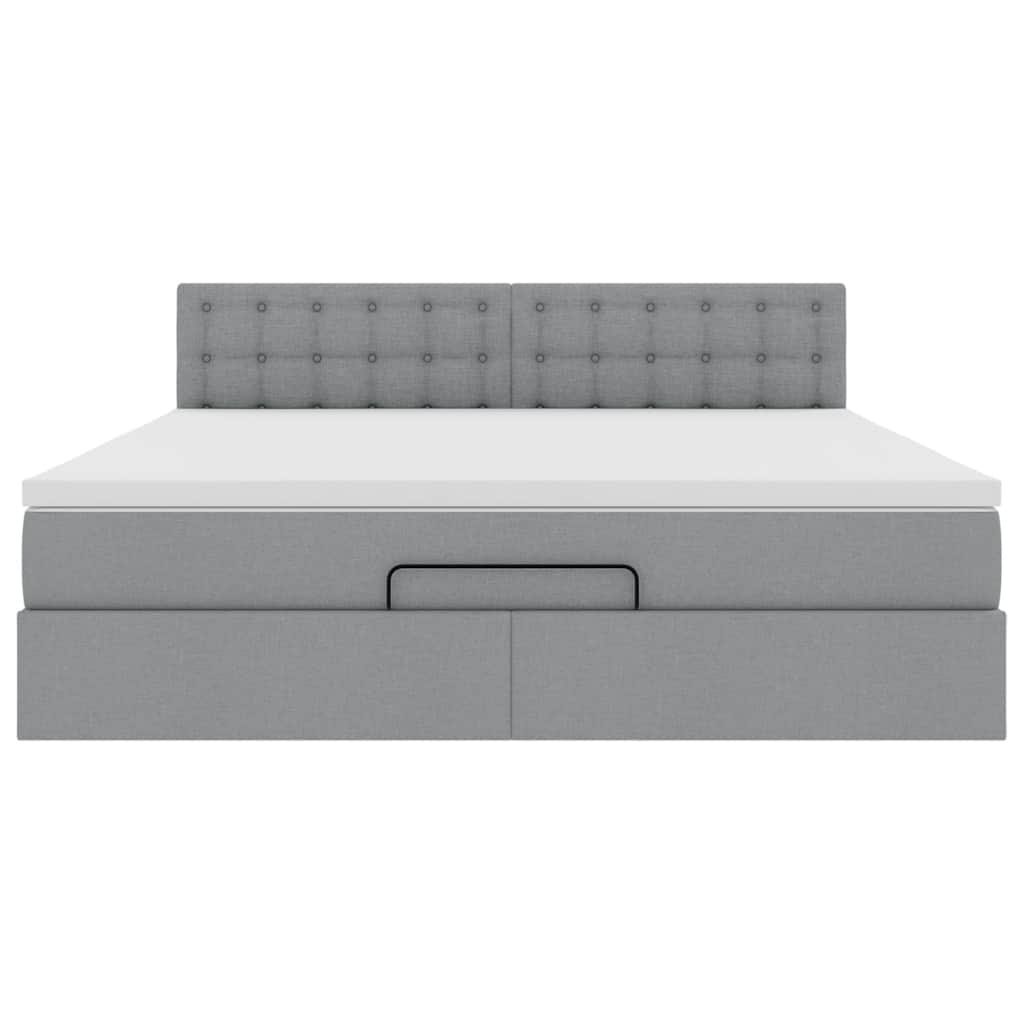 Ottoman bed met matras en LED's 160x200 cm stof lichtgrijs is nu te koop bij PeponiXL, paradijselijk wonen!