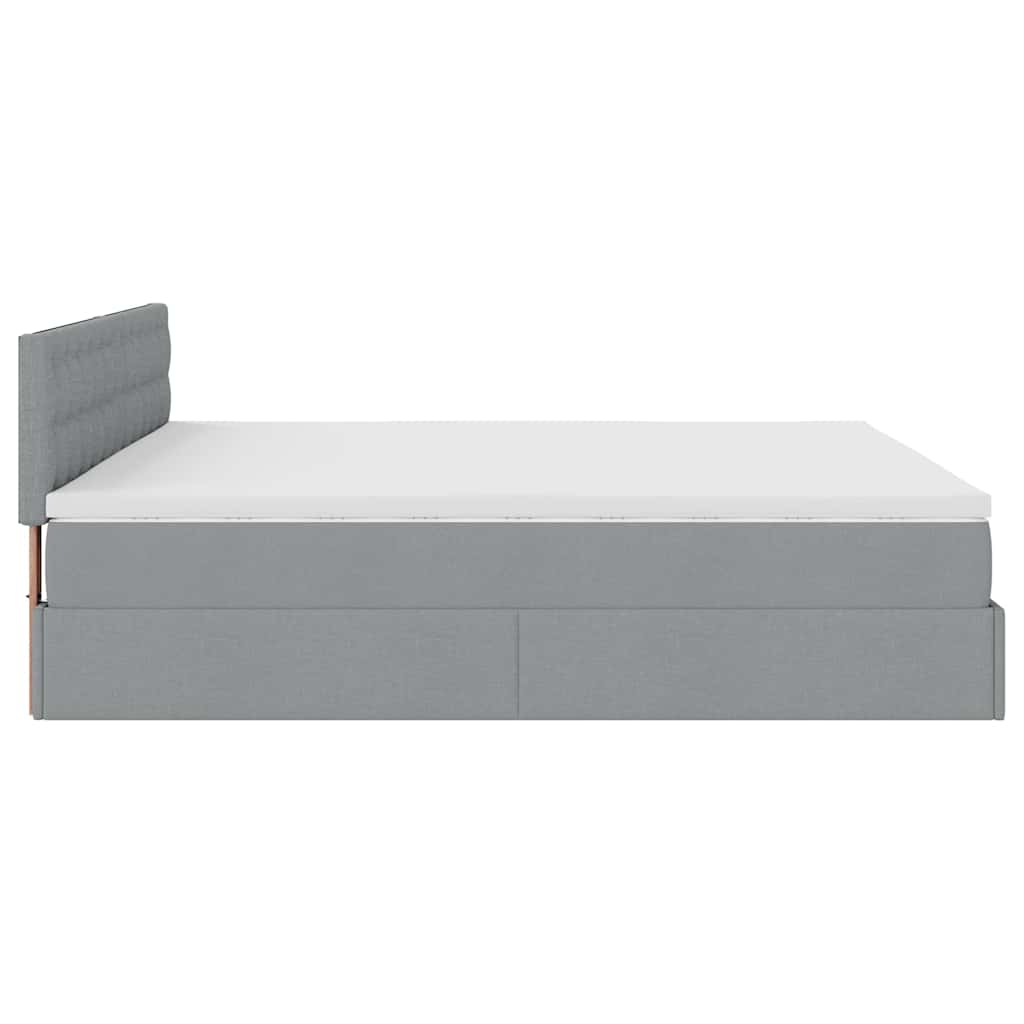 Ottoman bed met matras en LED's 160x200 cm stof lichtgrijs is nu te koop bij PeponiXL, paradijselijk wonen!