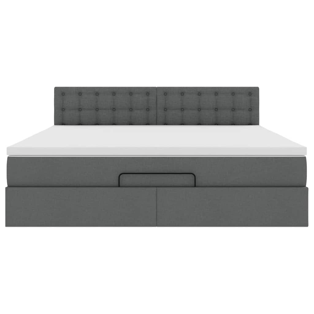 Ottoman bed met matras en LED's 160x200cm stof donkergrijs is nu te koop bij PeponiXL, paradijselijk wonen!