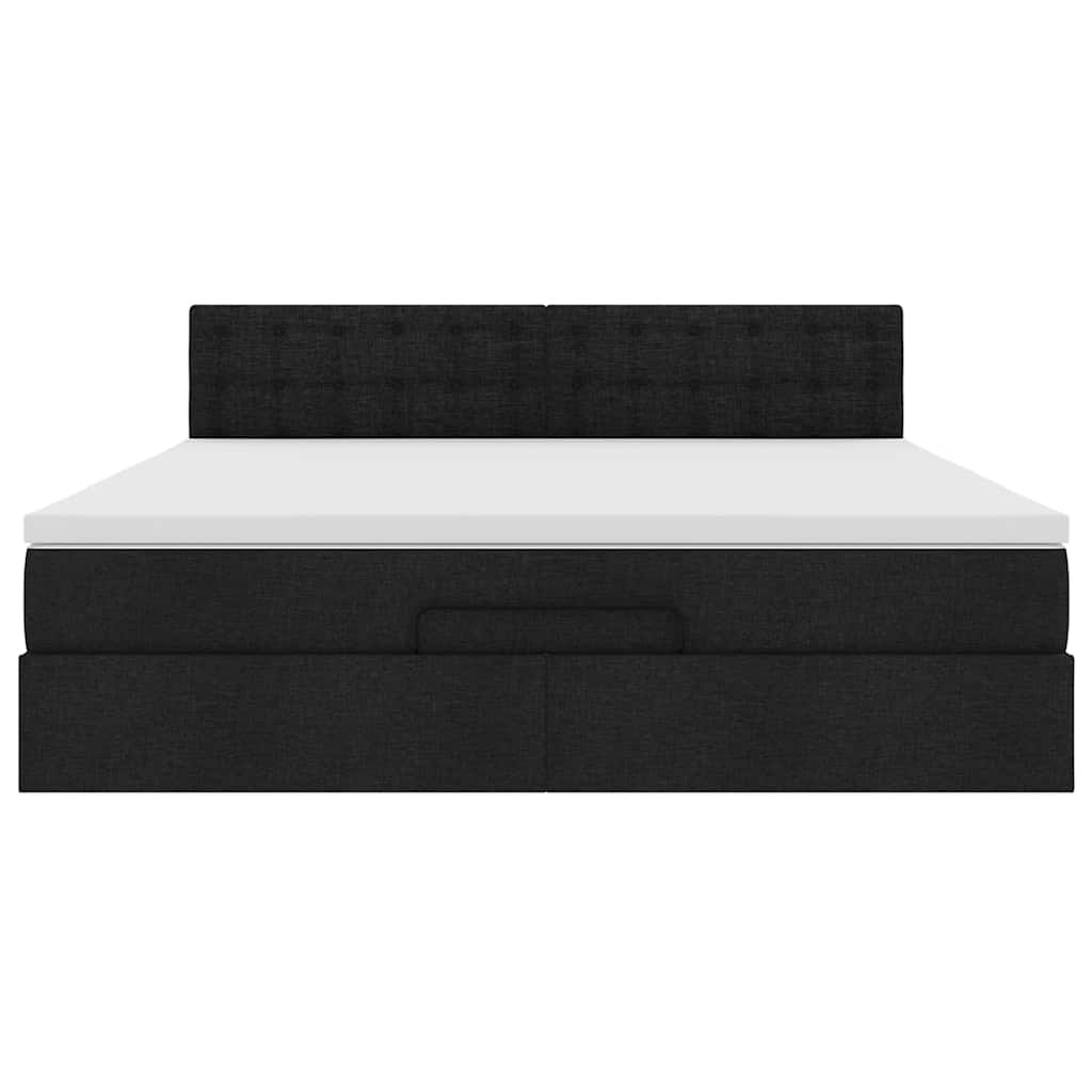 Ottoman bed met matras en LED's 160x200cm stof zwart is nu te koop bij PeponiXL, paradijselijk wonen!