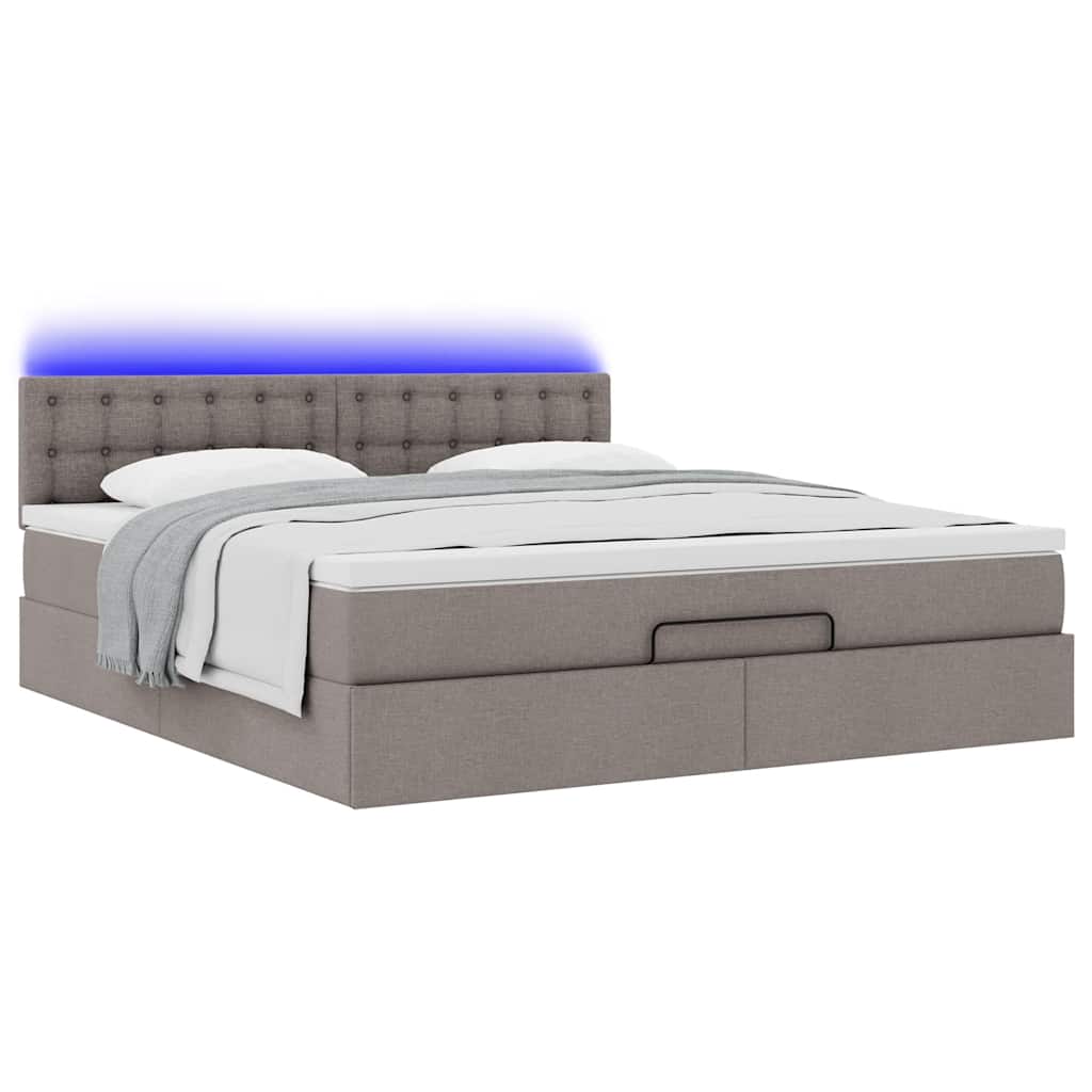 Ottoman bed met matras en LED's 160x200cm stof taupe is nu te koop bij PeponiXL, paradijselijk wonen!