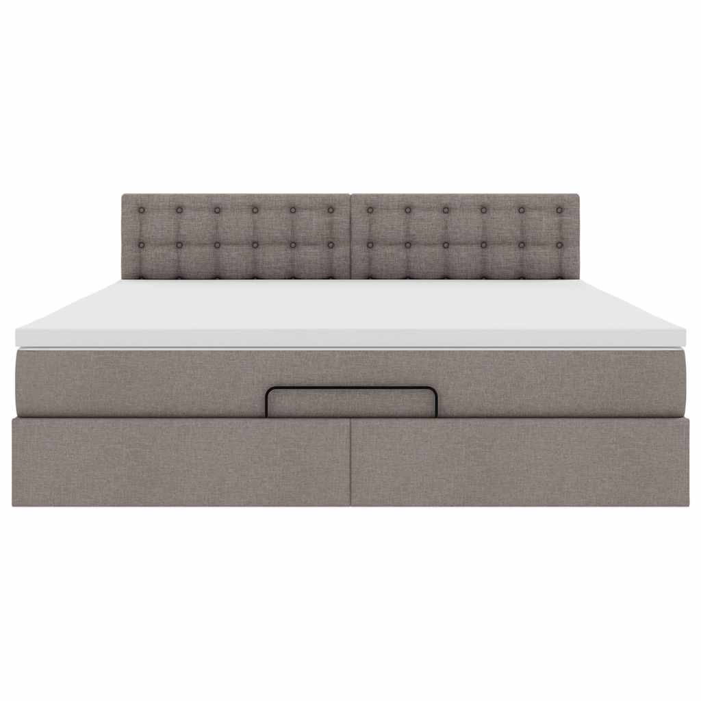 Ottoman bed met matras en LED's 160x200cm stof taupe is nu te koop bij PeponiXL, paradijselijk wonen!