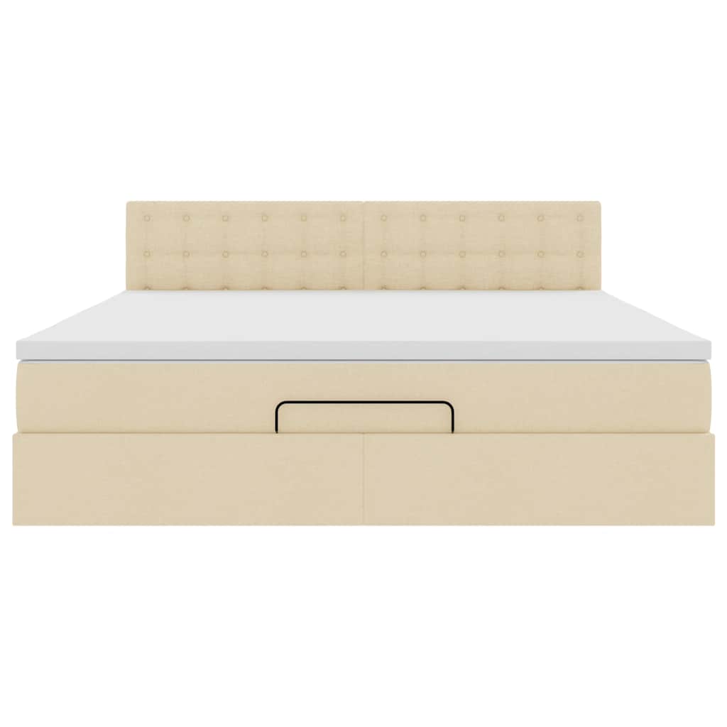Ottoman bed met matras en LED's 160x200cm stof crèmekleurig is nu te koop bij PeponiXL, paradijselijk wonen!