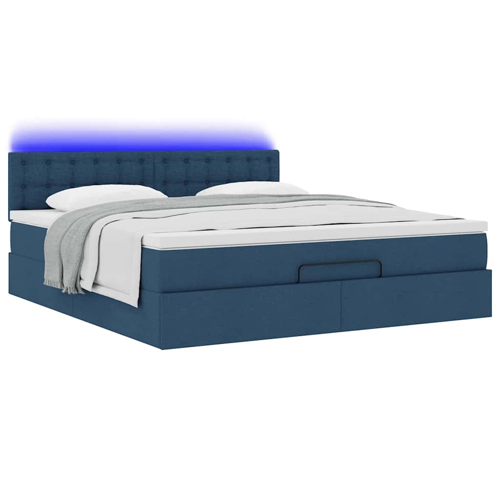 Bed poef met matras en LED's 180x200 cm stof blauw is nu te koop bij PeponiXL, paradijselijk wonen!