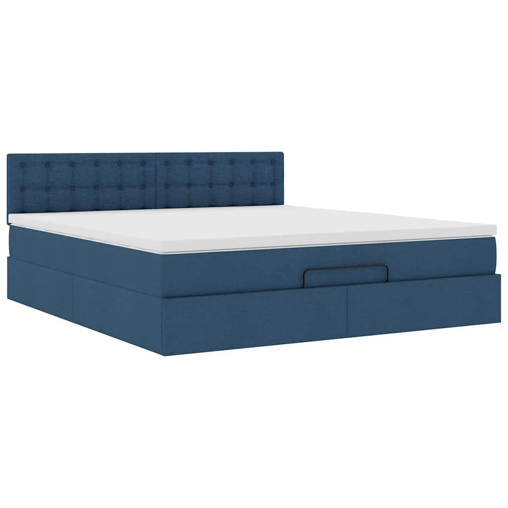 Bed poef met matras en LED's 180x200 cm stof blauw is nu te koop bij PeponiXL, paradijselijk wonen!