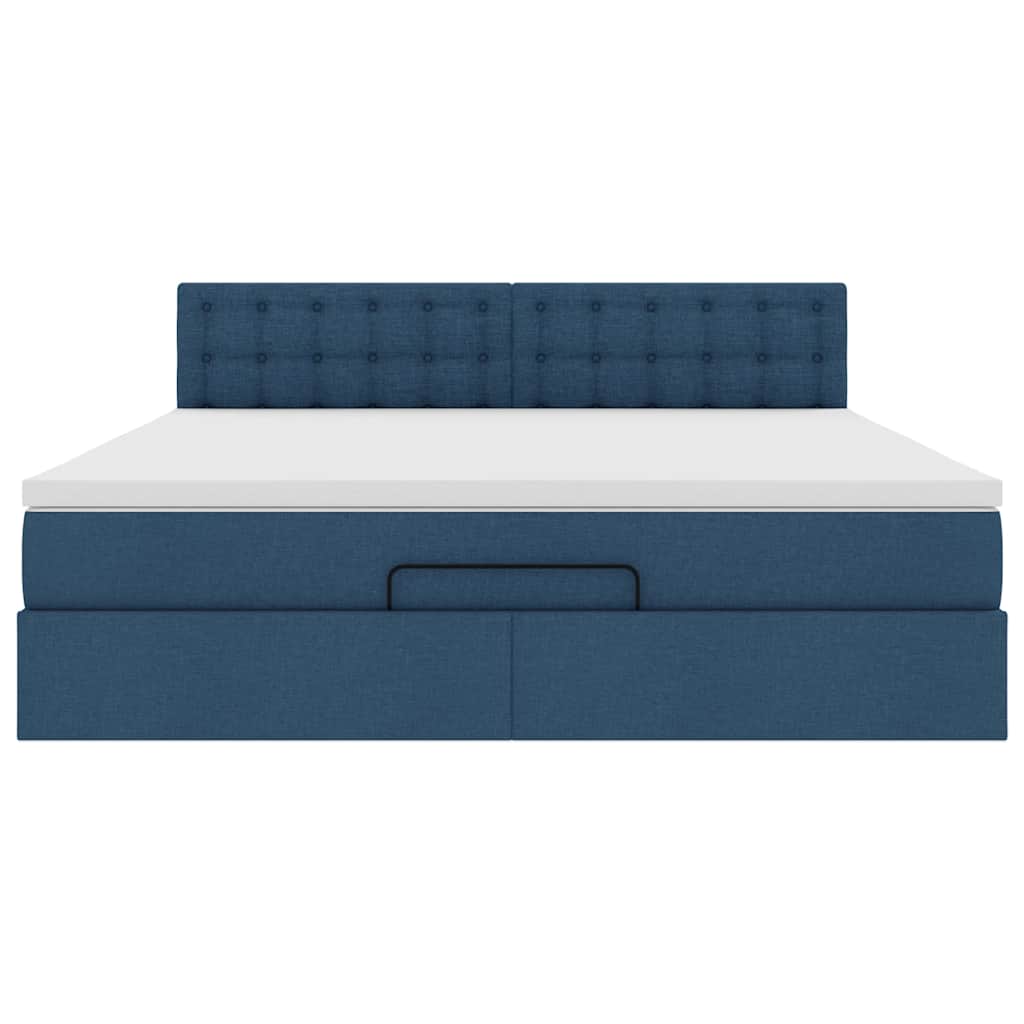 Bed poef met matras en LED's 180x200 cm stof blauw is nu te koop bij PeponiXL, paradijselijk wonen!