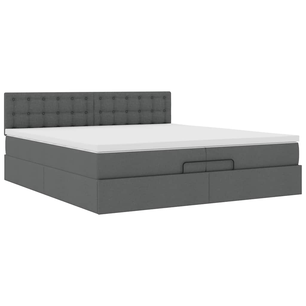 Ottoman bed met matrassen en LED's 200x200cm stof donkergrijs is nu te koop bij PeponiXL, paradijselijk wonen!