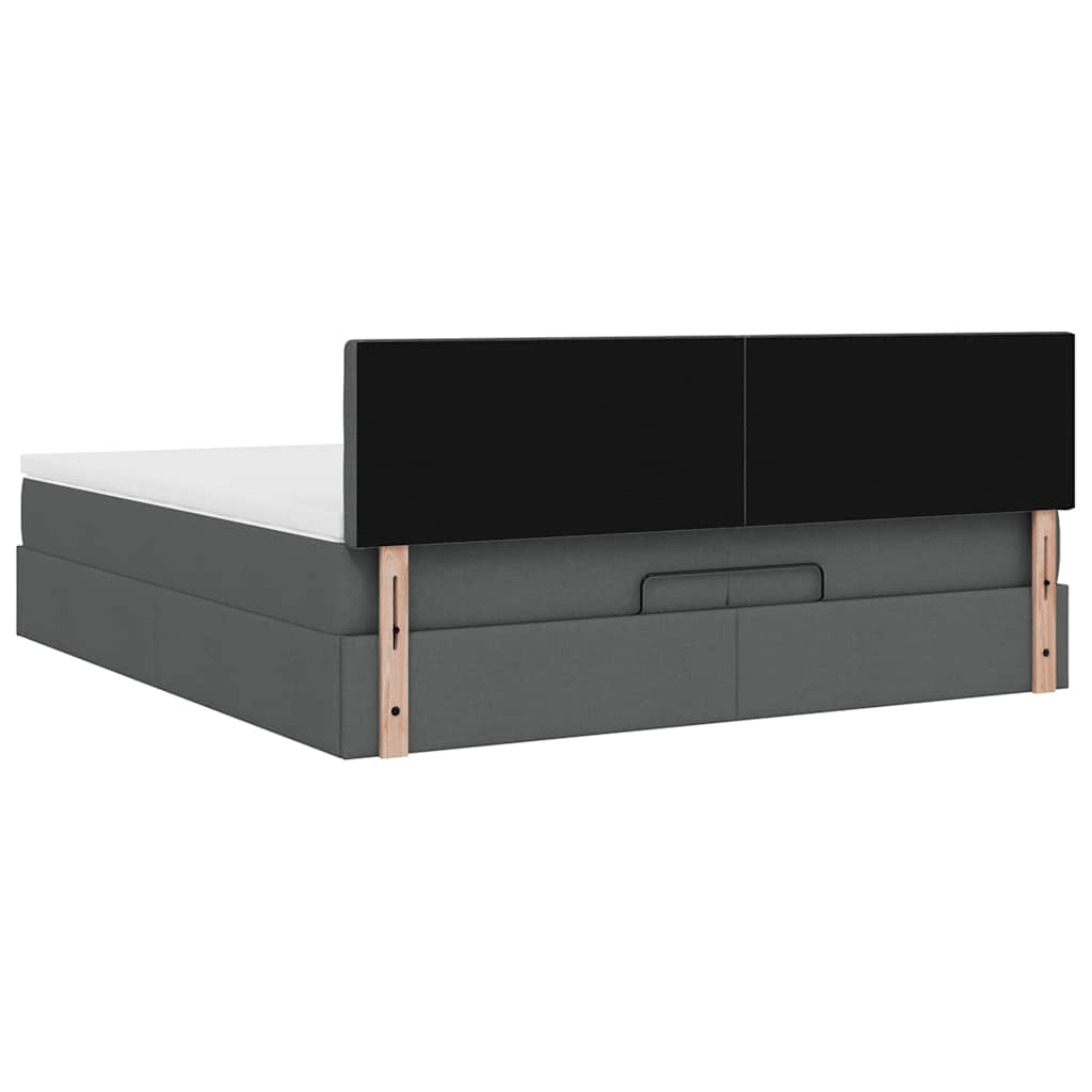Ottoman bed met matrassen en LED's 200x200cm stof donkergrijs is nu te koop bij PeponiXL, paradijselijk wonen!