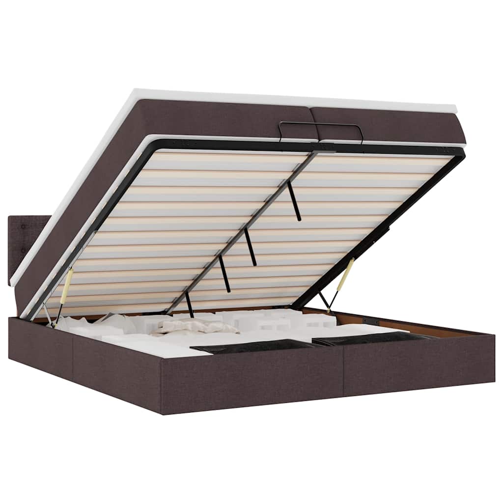 Ottoman bed met matrassen en LED's 200x200cm stof donkerbruin