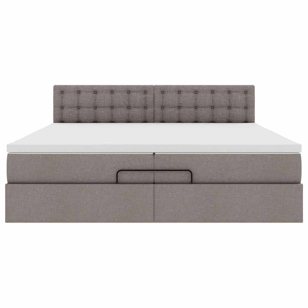 Ottoman bed met matrassen en LED's 200x200cm stof taupe is nu te koop bij PeponiXL, paradijselijk wonen!
