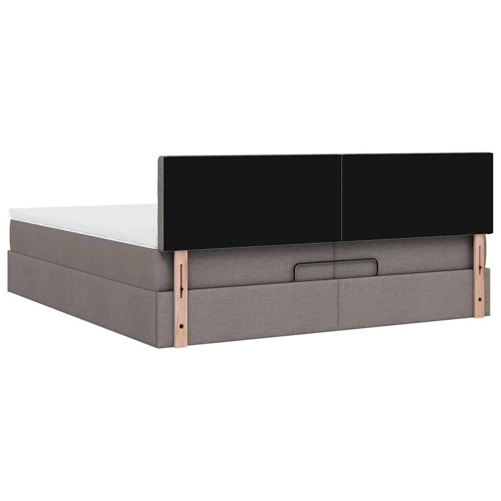 Ottoman bed met matrassen en LED's 200x200cm stof taupe is nu te koop bij PeponiXL, paradijselijk wonen!