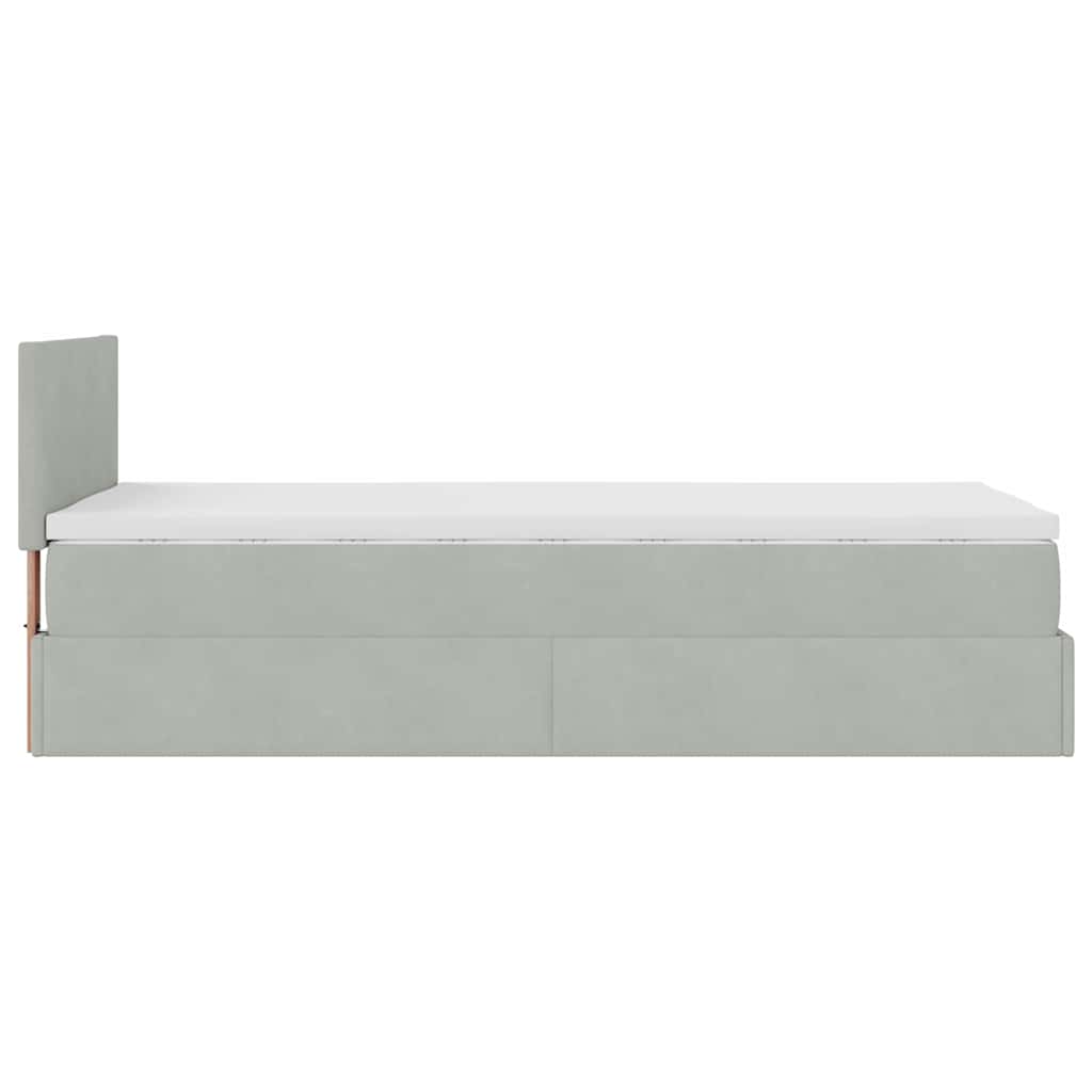 Ottoman bed met matras en LED's 90x190cm fluweel lichtgrijs is nu te koop bij PeponiXL, paradijselijk wonen!