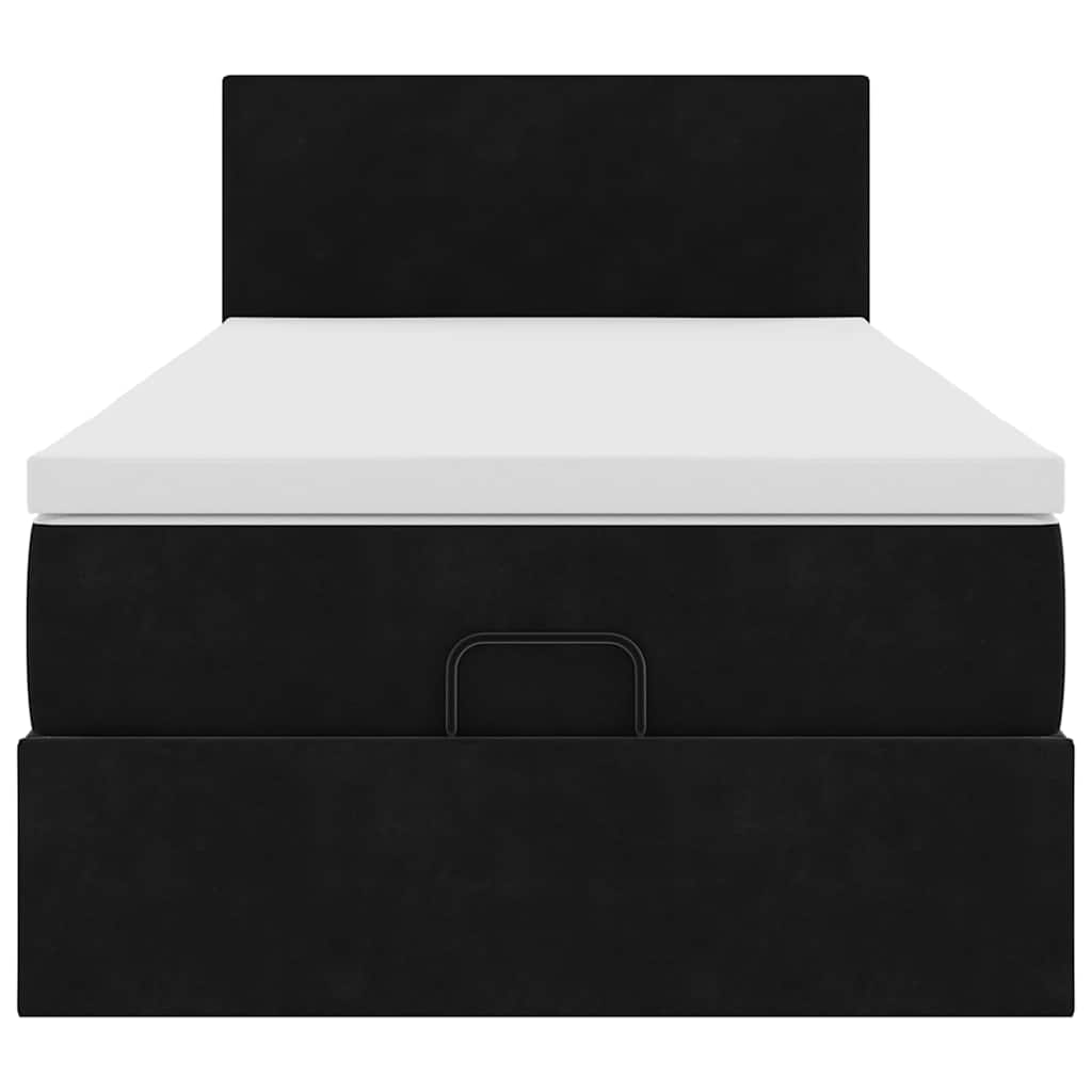 Ottoman bed met matras en LED's 90x190cm fluweel zwart is nu te koop bij PeponiXL, paradijselijk wonen!