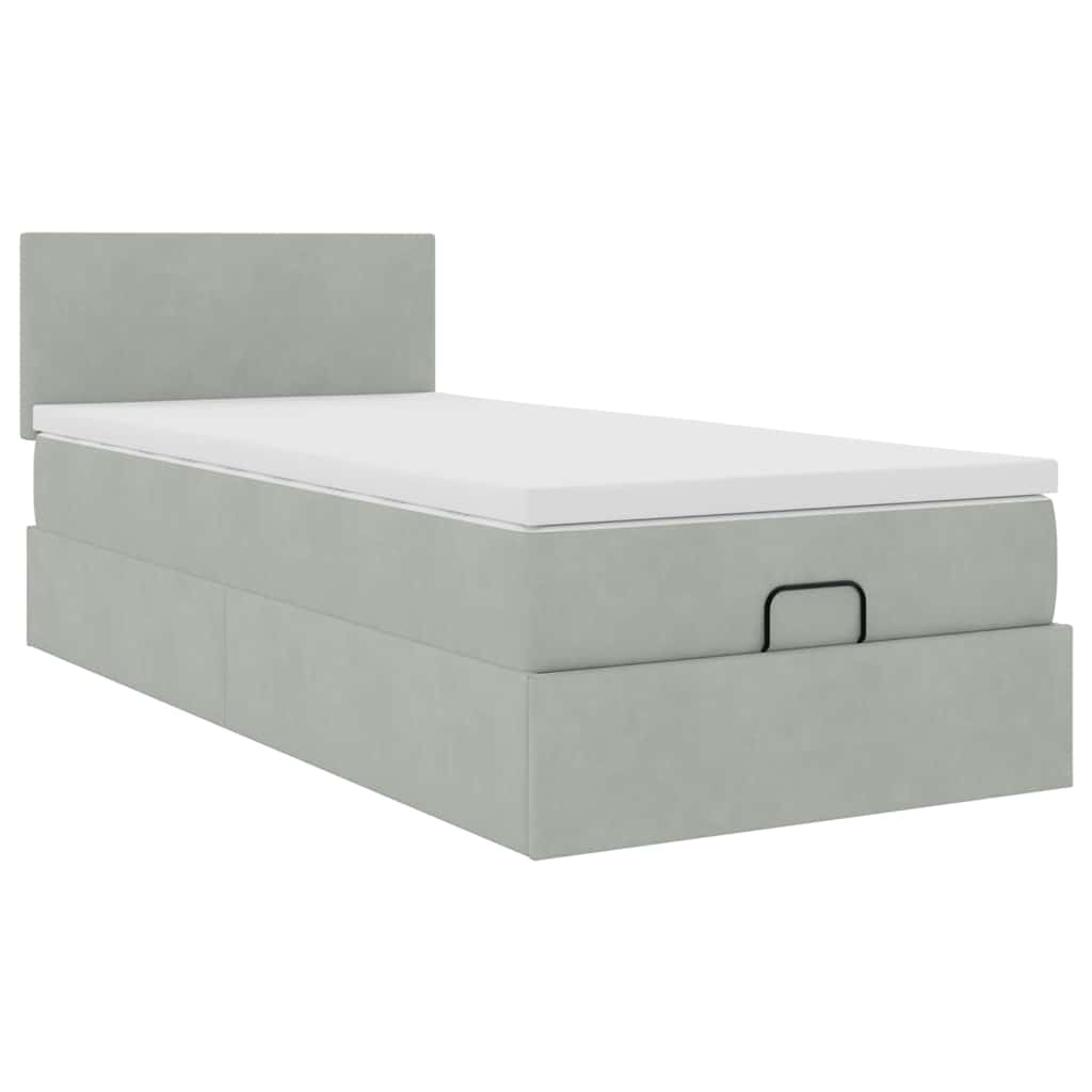 Ottoman bed met matras en LED's 100x200 cm fluweel lichtgrijs is nu te koop bij PeponiXL, paradijselijk wonen!